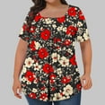 thumbnail image 1 of ITSAME Womens Plus Size Blouse, Short Sleeve Florla Prints Square Neck Summer 2025 Tunic Blouse Watermelon Red 2XL, 1 of 3