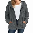 thumbnail image 1 of ITSAME Womens Plus Size Fleece Hooded Jacket Zip Up Textured Fall Winter Casual Coat with Pockets Dark Gray Size 4XL, 1 of 7