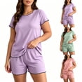 thumbnail image 1 of ITSAME Womens Plus Size Pajamas Set Ruffle Short Sleeve Top and Shorts 2-Piece Loose Casual Home Clothes Pink Size 4XL, 1 of 10