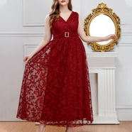 Miusol Women's Retro Lace Sleeveless Plus Size Formal Evening Prom Dress - Scoop Neck, Knee Length