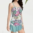 thumbnail image 1 of ITSAME Womens Plus Size Swimsuit 2-Piece, Tankini Tops with Flounce Culotte Retro Prints Sexy Bathing Suit Green M, 1 of 7