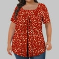 thumbnail image 1 of ITSAME Womens Plus Size Tunic Blouse, Floral Tunic Tees Short Sleeve Square Neck Summer 2025 Casual Tops Red 4XL, 1 of 4
