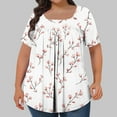 thumbnail image 1 of ITSAME Womens Plus Size Tunic Blouse, Short Sleeve Florla Trendy New 2025 Pleated Loose Casual T-Shirt Pink 4XL, 1 of 4