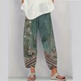 thumbnail image 1 of ITSAME Womens Plus Size Wide Leg Pants Elastic Waist Floral Print Lightweight Ladies Loose Casual Pants Green Size 5XL, 1 of 6