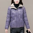 thumbnail image 1 of ITSAME Womens Puffer Jacket, Plus Size Stand Collar Warm Winter Casual Coat Purple M, 1 of 6