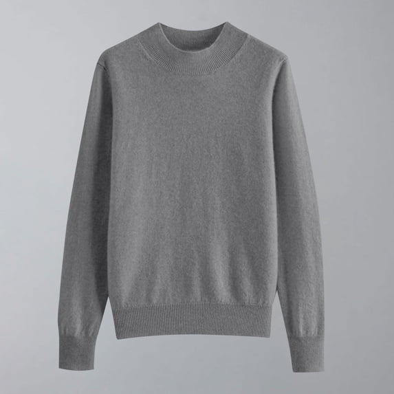 ITSAME Womens Pullover Sweater, Basic Knitted Solid Color Long Sleeve Daily Casual Shirts Dark Gray L