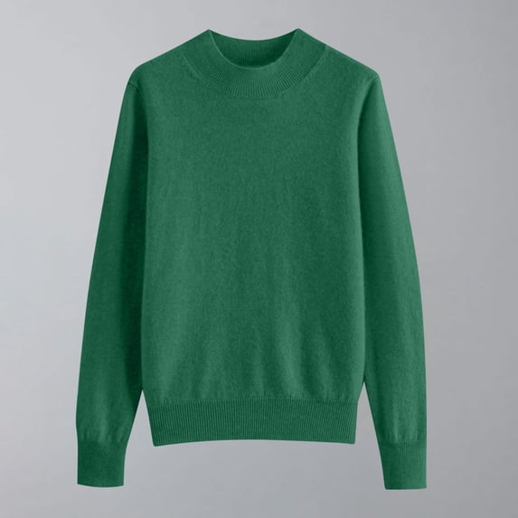 ITSAME Womens Pullover Sweater, Long Sleeve Solid Color Basic Knitted Daily Casual Shirts Green S