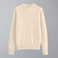 thumbnail image 1 of ITSAME Womens Pullover Sweater, Solid Color Long Sleeve Basic Knitted Daily Casual Shirts Beige S, 1 of 7
