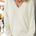 thumbnail image 1 of ITSAME Womens Pullover Sweater, Solid Color Relaxed Fit V Neck Daily Soft Sweater Beige M, 1 of 6