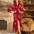 thumbnail image 1 of ITSAME Womens Robes, Fashion Prints Silk Comfy Lightweight Elegant Ladies Bathrobes Homewear With Belt Red Free Size, 1 of 8