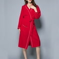 thumbnail image 1 of ITSAME Womens Robes, Keep Warm Long Sleeve Solid Color Bathrobes Homewear With Belt Red S, 1 of 8