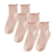 thumbnail image 1 of ITSAME Womens Ruffled Socks, Mid-Length Cotton Breathable 3 Pairs Casual Socks Pink Free Size, 1 of 3
