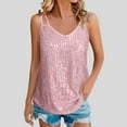 thumbnail image 1 of ITSAME Womens Sequin Tank Tops, Sparkly Trendy Spaghetti Strap V Neck Summer Sleeveless Casual Cami Pink S, 1 of 9