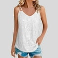 thumbnail image 1 of ITSAME Womens Sequin Tank Tops, V Neck Sparkly Trendy Spaghetti Strap Summer Sleeveless Casual Cami White S, 1 of 9