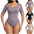 thumbnail image 1 of ITSAME Womens Shapewear Bodysuit, Short Sleeve Scoop Neck Ultra Firm Seamless Compression Jumpsuit Purple 2XL, 1 of 5
