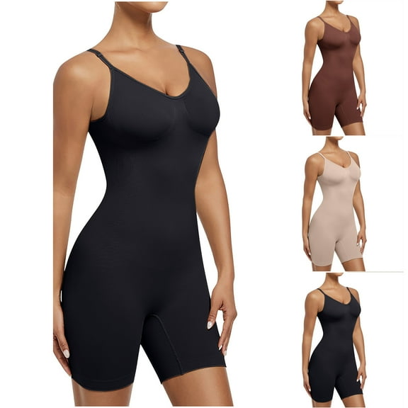 ITSAME Womens Shapewear Bodysuit, Ultra Firm Comfy Adjustable Strap Sports Jumpsuit Black 3XL
