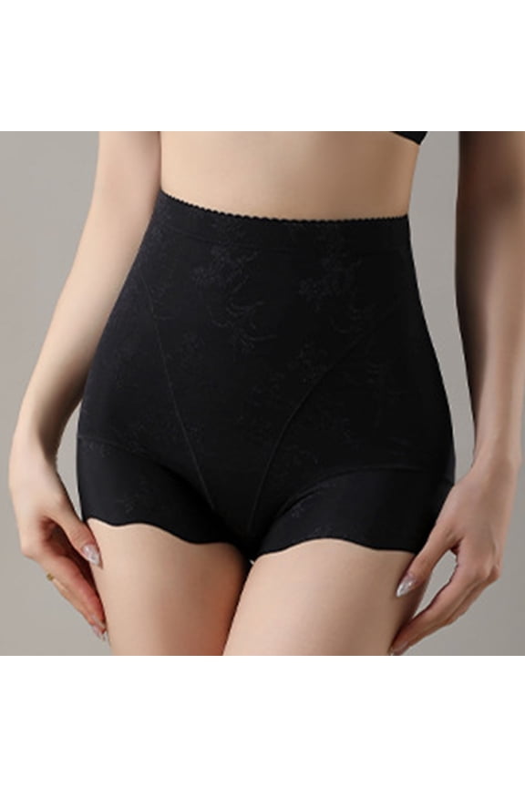 Womens Shaping Panties High Waist Tummy Control Breathable Embroidery Underwear Black Size 2XL