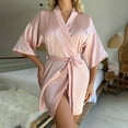 thumbnail image 1 of ITSAME Womens Silk Robes, Solid Color Lightweight Mid Length Ladies Loungewear Pajamas Pink S, 1 of 8