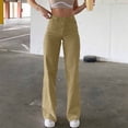 thumbnail image 1 of ITSAME Womens Straight Leg Jeans, with Pockets High Waisted Classic Fit Stretch Fashion Denim Trousers Khaki 2XL, 1 of 4