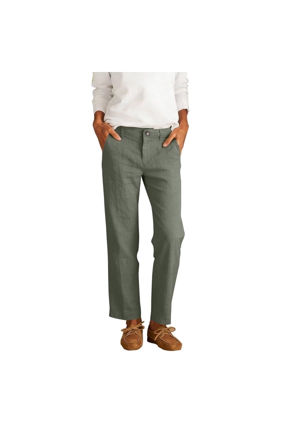 Womens Straight Leg Pants, Ankle Length High Waist Slim Fit Casual Fashion Dress Pants Army Green Size S