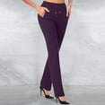 thumbnail image 1 of ITSAME Womens Straight Leg Pants, High Waisted Pull-On Casual Business Slim Flare Trousers Purple XL, 1 of 5