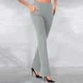 thumbnail image 1 of ITSAME Womens Straight Leg Pants, Pull-On High Waisted Casual Business Slim Flare Trousers Gray 2XL, 1 of 5