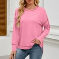 thumbnail image 1 of ITSAME Womens Sweatshirts, Long Sleeve Crewneck Loose Solid Fashion Pullover Tops Pink S, 1 of 9