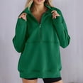 thumbnail image 1 of ITSAME Womens Sweatshirts, Zipper Collar Active Fit Solid Long Sleeve Fashion Pullover Tops Green M, 1 of 7