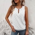 thumbnail image 1 of ITSAME Womens Tank Tops, Buckle Neck Solid Color Hollow Out Summer Elegant Cami Blouses White L, 1 of 9