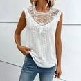 thumbnail image 1 of ITSAME Womens Tank Tops, Lace Stitching Sleeveless Square Neck Summer Dressy Cami Blouses White M, 1 of 7
