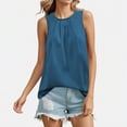 thumbnail image 1 of ITSAME Womens Tank Tops, Sleeveless Pleated Round Neck Loose Fit Summer Casual Cami Tees Navy L, 1 of 3