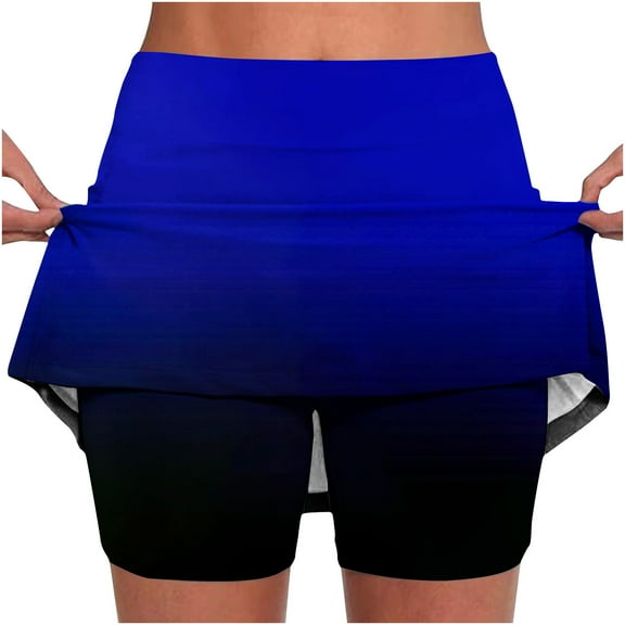ITSAME Womens Tennis Skirts, Plus Size High Waist Pleated Golf Summer Stretch Althletic Skorts Blue
