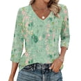thumbnail image 1 of ITSAME Womens Tops, 3/4 Sleeve Raglan Pullover V-Neck Ladies Casual Fashion Printed Blouses Multicolor Size S, 1 of 6