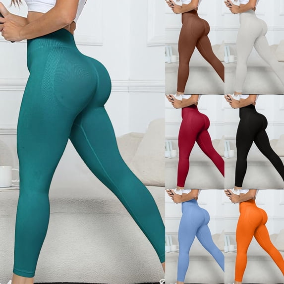 ITSAME Womens Workout Leggings, Tight Fitting Hip Lifting High Waisted Seamless Running Yoga Athletic Pants Green L