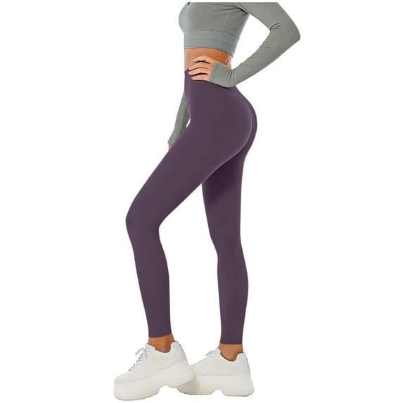 ITSAME Yoga Pants for Women, Ankle Length High Waist Athletic Fit Fashion Workout Leggings Purple Size S