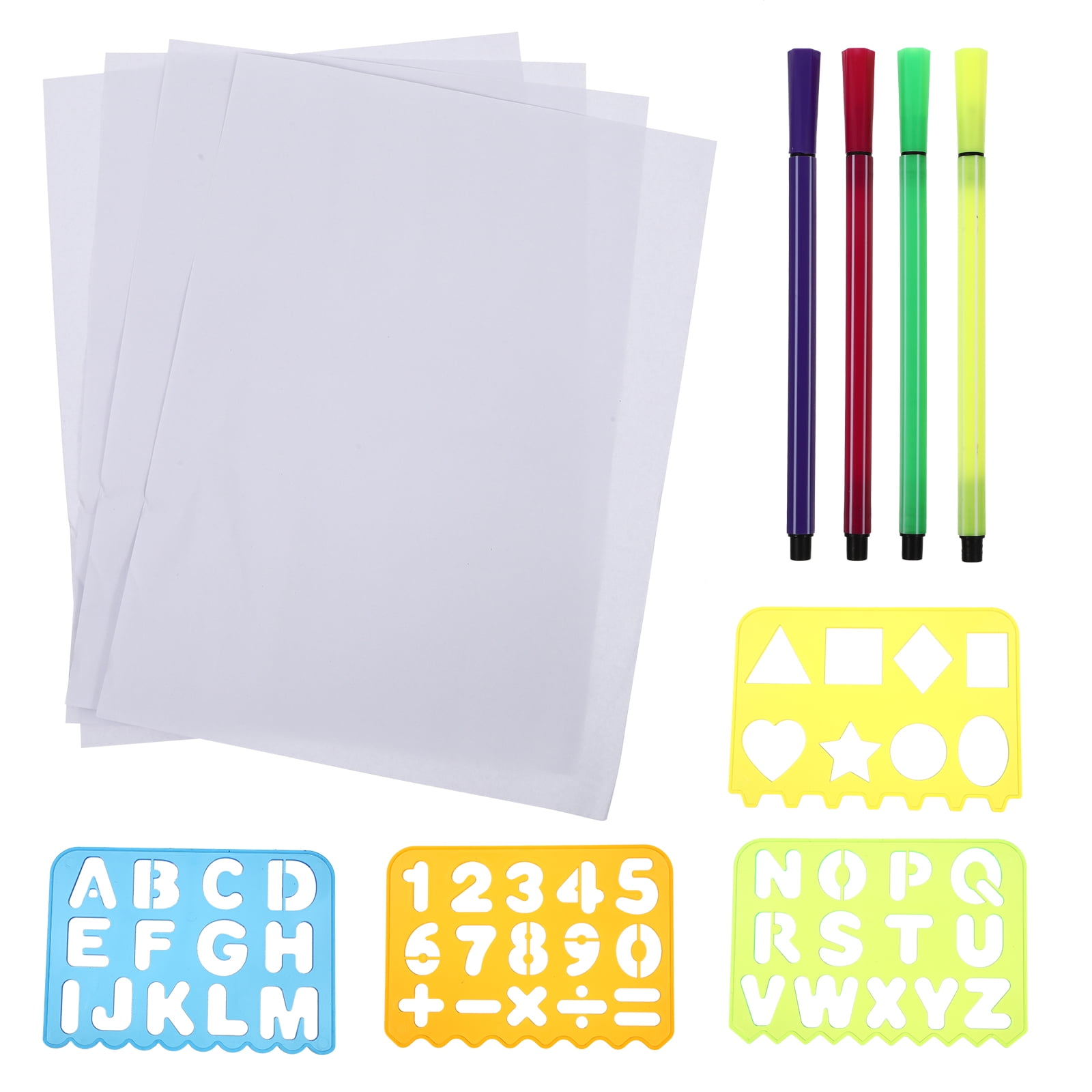 ITSELFER 1 Set Alphabetic Number Templates Plastic ABC Stencils Number