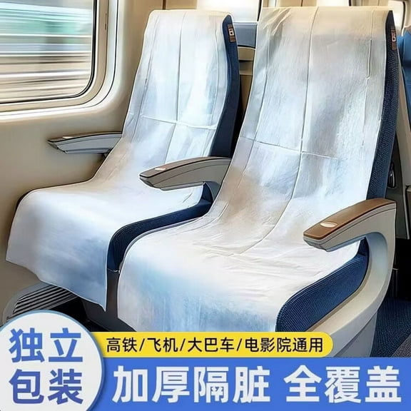 COOPHYA Disposable Airplane Seat Cover for Car and High Chair Protector in White Non Woven Fabric Universal Size
