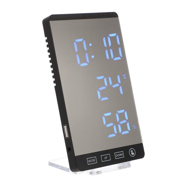 ITSELFER 1 Set LED Mirror Thermometer Hygrometer Electronic Clock Alarm