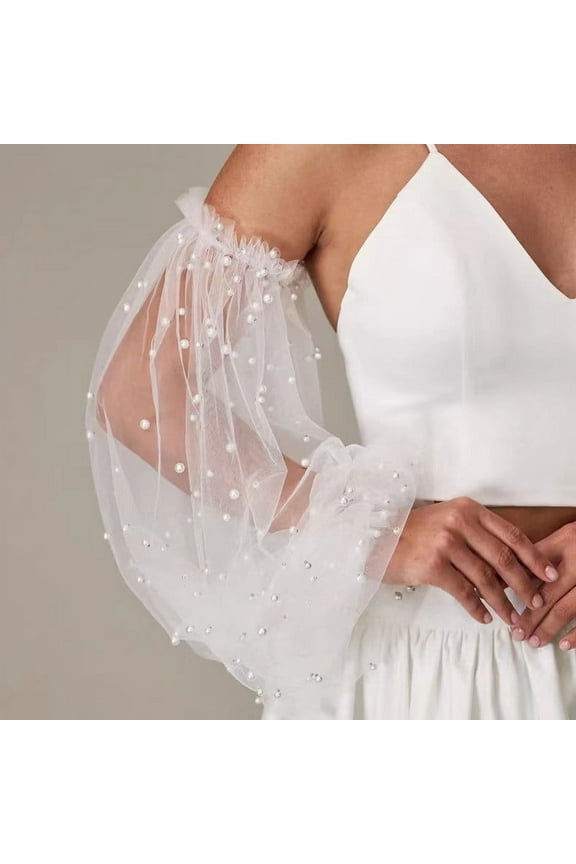 1 pair of Tulle Wedding Dress Sleeves Women Tulle Sleeves Wedding Bridal Sleeves Wedding Dress Long Sleeves Tulle Arm Sleeves Bridal Costume Accessory