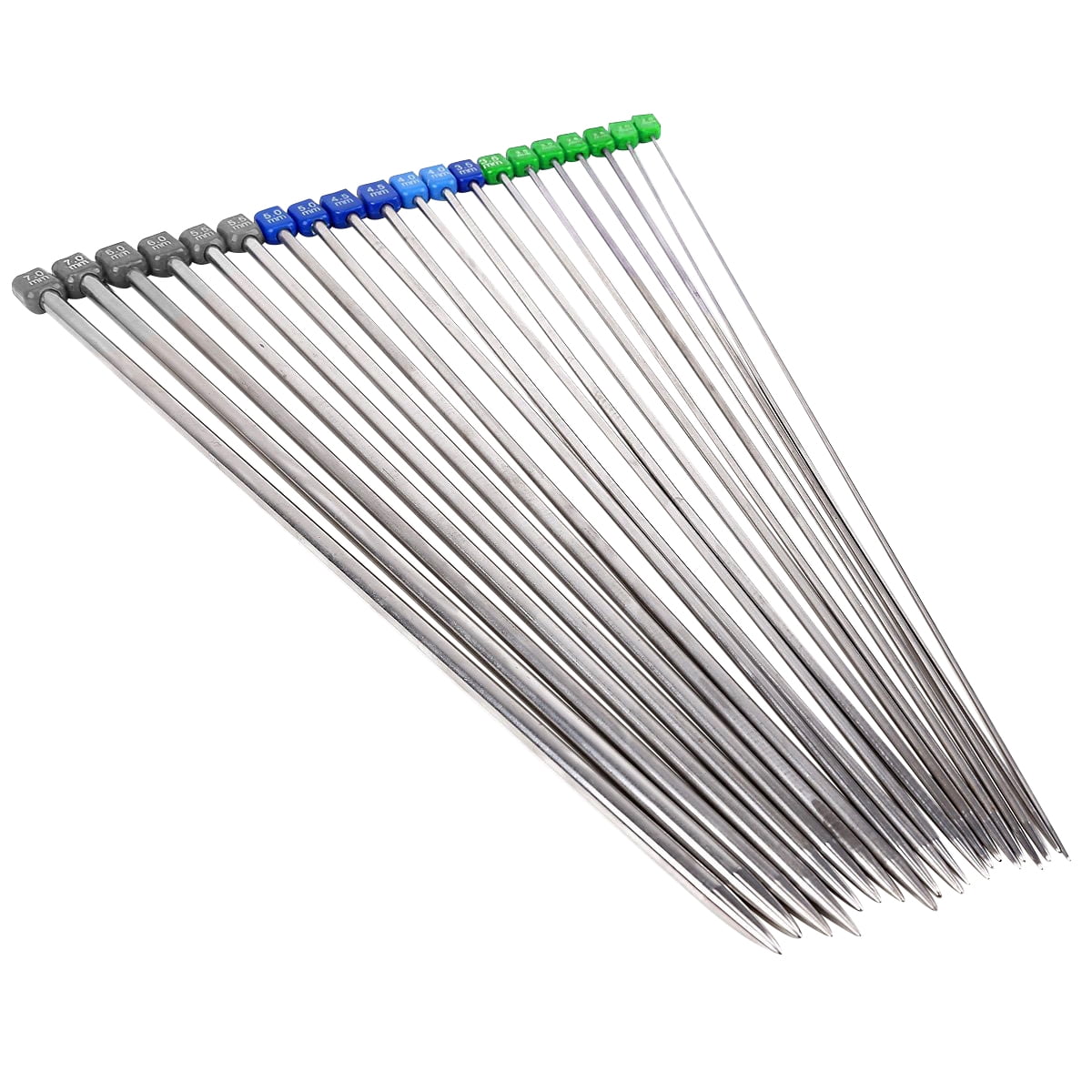 Linian 11 Pairs Stainless Steel Straight Knitting Needles – 36cm Long, Sizes 2.0mm To 8.0mm, Single Pointed