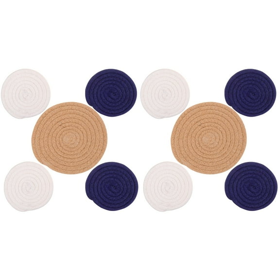 ITSELFER 10 Pcs Round Placemats Heat Resistant Cotton Rope Braided Placemats Trivet Hot Pot Holders Pads