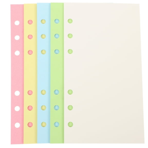 ITSELFER 100 Sheets Blank Colored A6 Loose Leaf Paper 6-hole Punched Binder Refill Paper