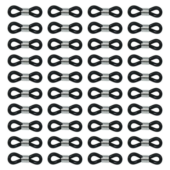 ITSELFER 100pcs DIY Silicone Glasses Chain Fixing Ring Spring Buckle Adjustable Non-slip Ring Eyeglasses Accessories (Black)