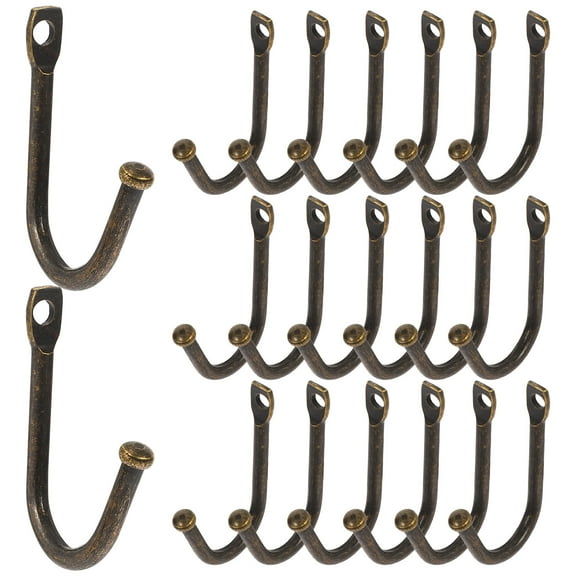 ITSELFER 20pcs Small Wrought Iron Hook Heavy Duty Wall Hooks Garage Tools Hanging Hook Metal Hooks