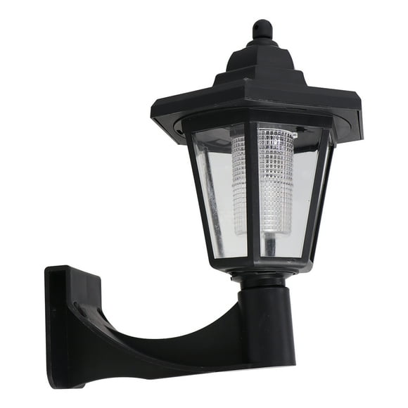 ITSELFER 2PCS Vintage Hexagonal Wall Light Solar Powered Wall Light Decorative Lamp for Outdoor Yard (Black)