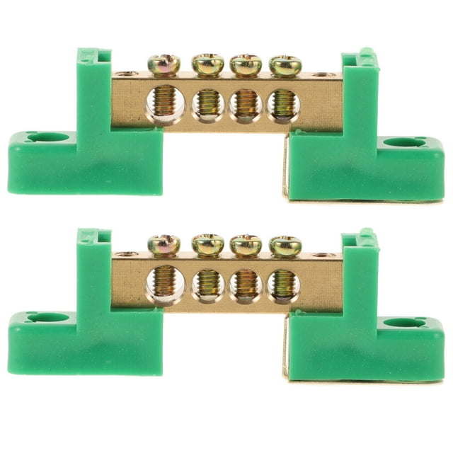 ITSELFER 2pcs Electrical Grounding Bars Ground Bus Bars 4 terminals