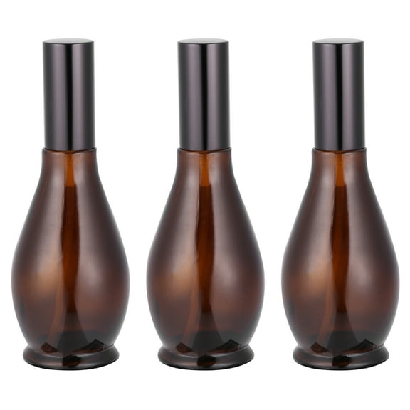 ITSELFER 3 Pcs Brown Tea Color Spray Bottle Glass Small Empty Spray Bottle Perfume Liquid Dispenser for Make up and Skin Care Use (100ml)