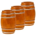 ITSELFER 3pcs Tiny Wooden Beer Barrel Dollhouse Wine Barrel Figurine