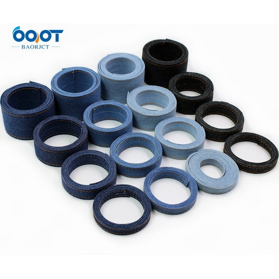 ITSELFER 4 Rolls of Denim Fabric Ribbon for Sewing and Crafting Handmade Bowknot Ribbon Stitch Denim Ribbon Packaging Ribbon Decor Ribbon DIY Material Crafts Ribbon
