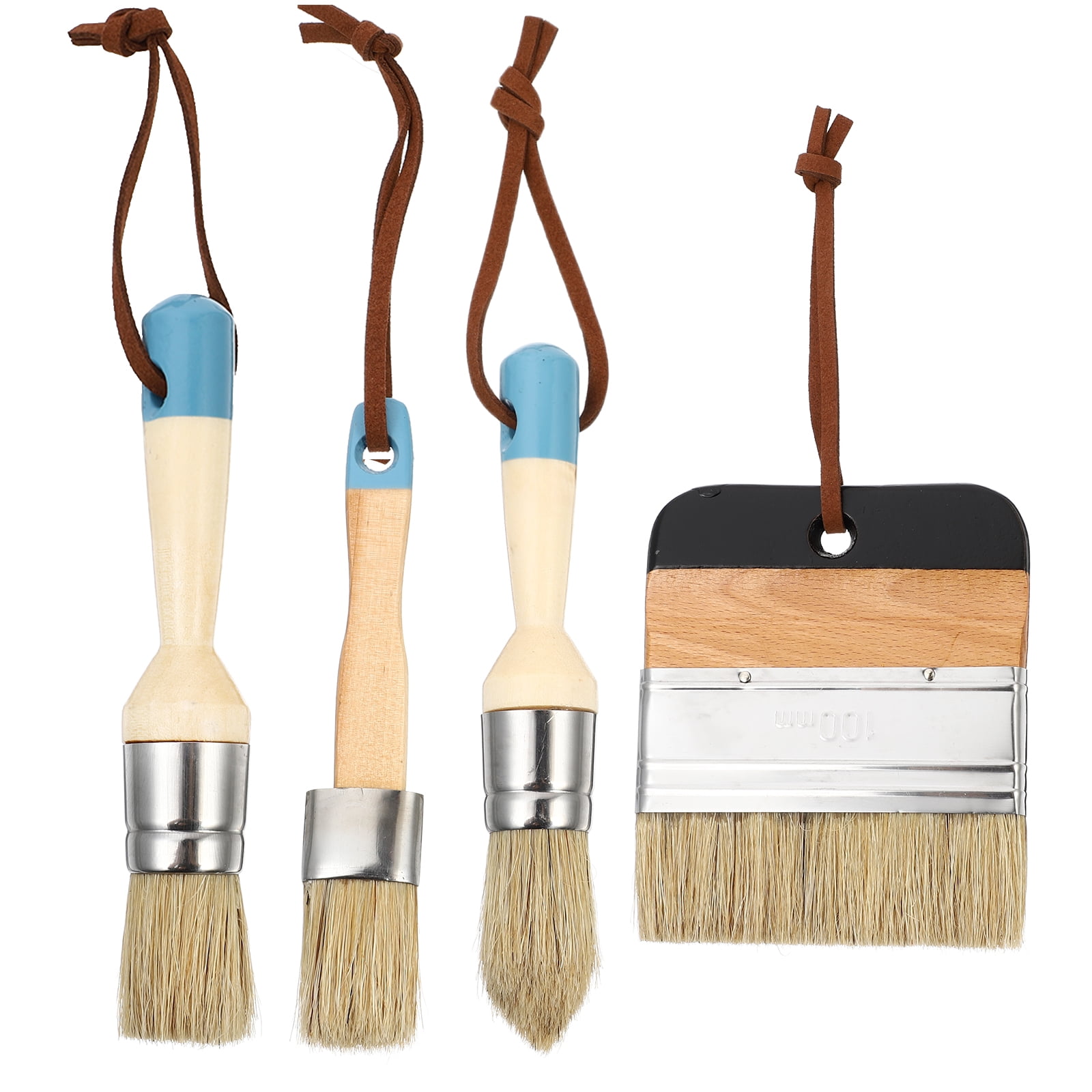 ITSELFER 4PCS/Set 1 inch Boar Bristle Paint Brush Wooden Handle Home Decoration Brush